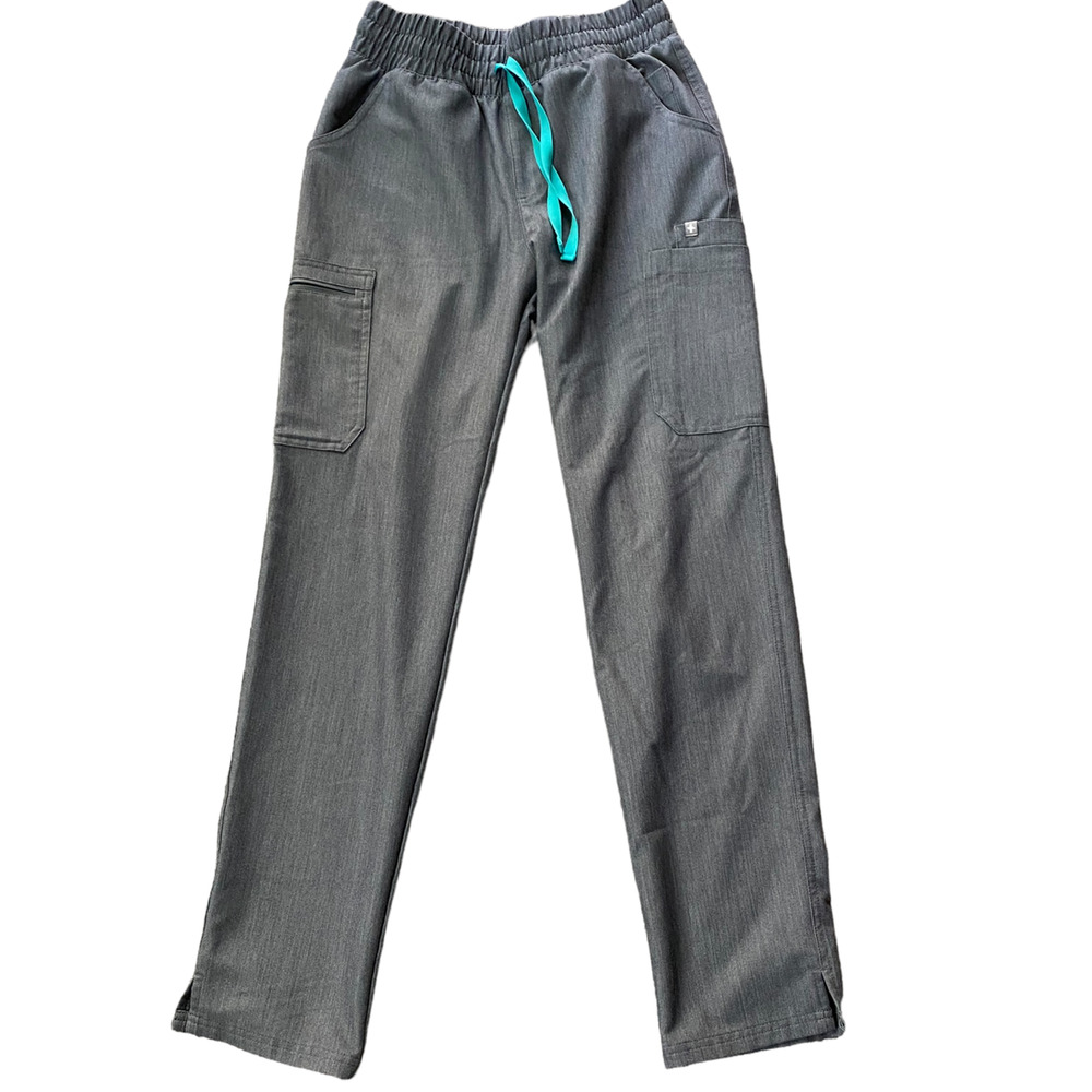 NWOT Figs Yola Cargo Scrub Pants GRAPHITE Gray women's Large Petite L /P